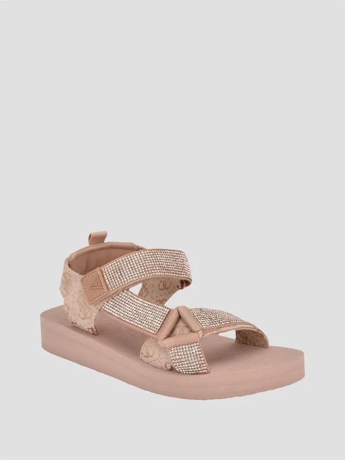GUESS Shoes Nylaha Rhinestone Flatform Sandals Black 8211 Women