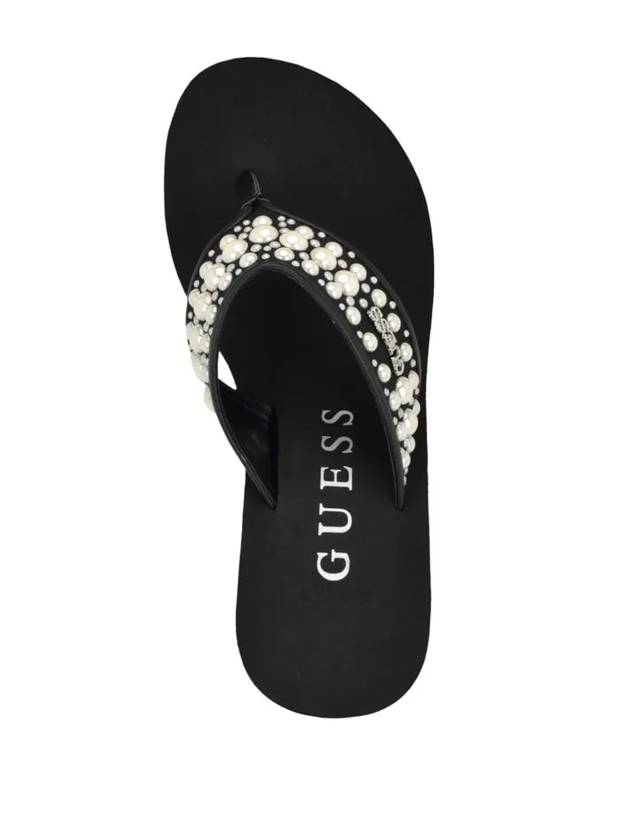 GUESS Shoes Silus Pearl Wedge Sandals White 8211 Women