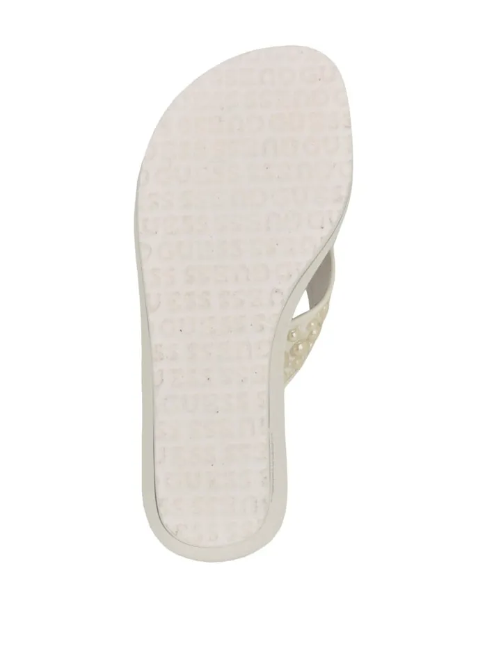 GUESS Shoes Silus Pearl Wedge Sandals White 8211 Women