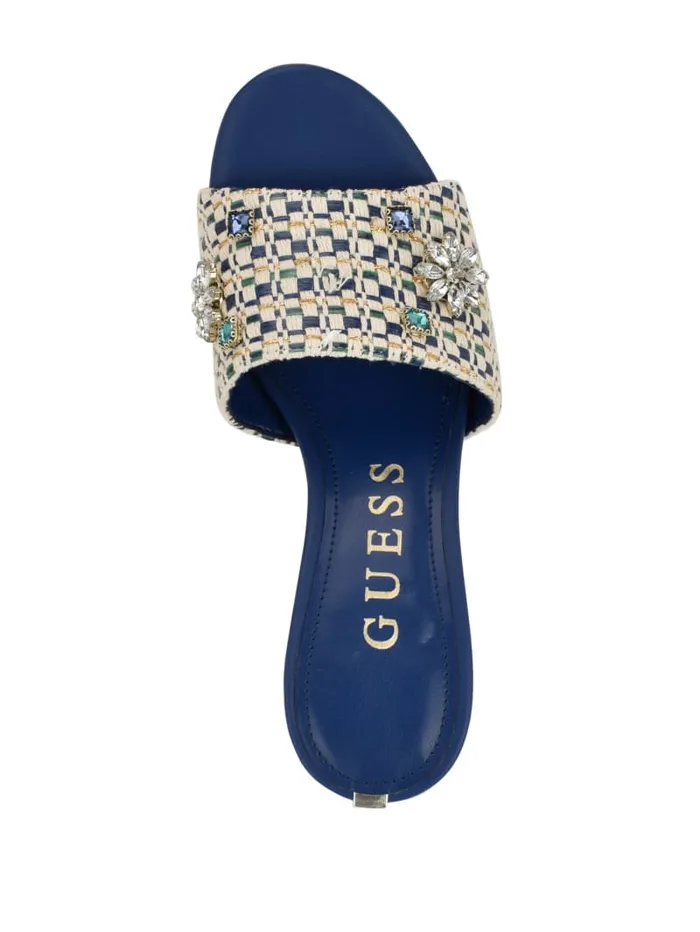 GUESS Shoes Weekful Woven Rhinestone Mules Neutral 8211 Women