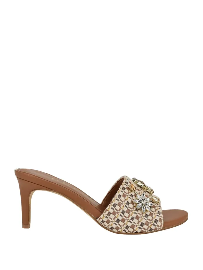 GUESS Shoes Weekful Woven Rhinestone Mules Neutral 8211 Women