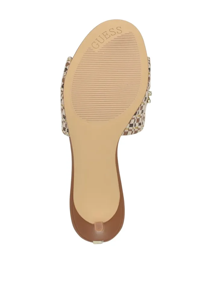GUESS Shoes Weekful Woven Rhinestone Mules Neutral 8211 Women