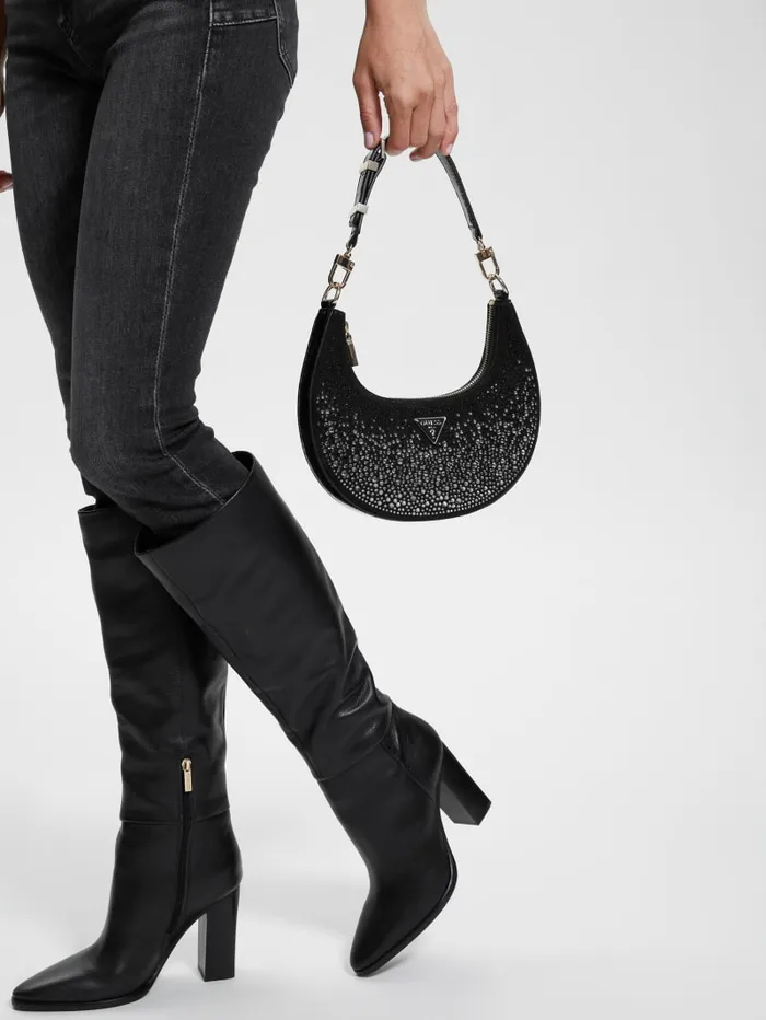GUESS Shoulder Bags Lua Rhinestone Shoulder Bag Black 8211 Unisex