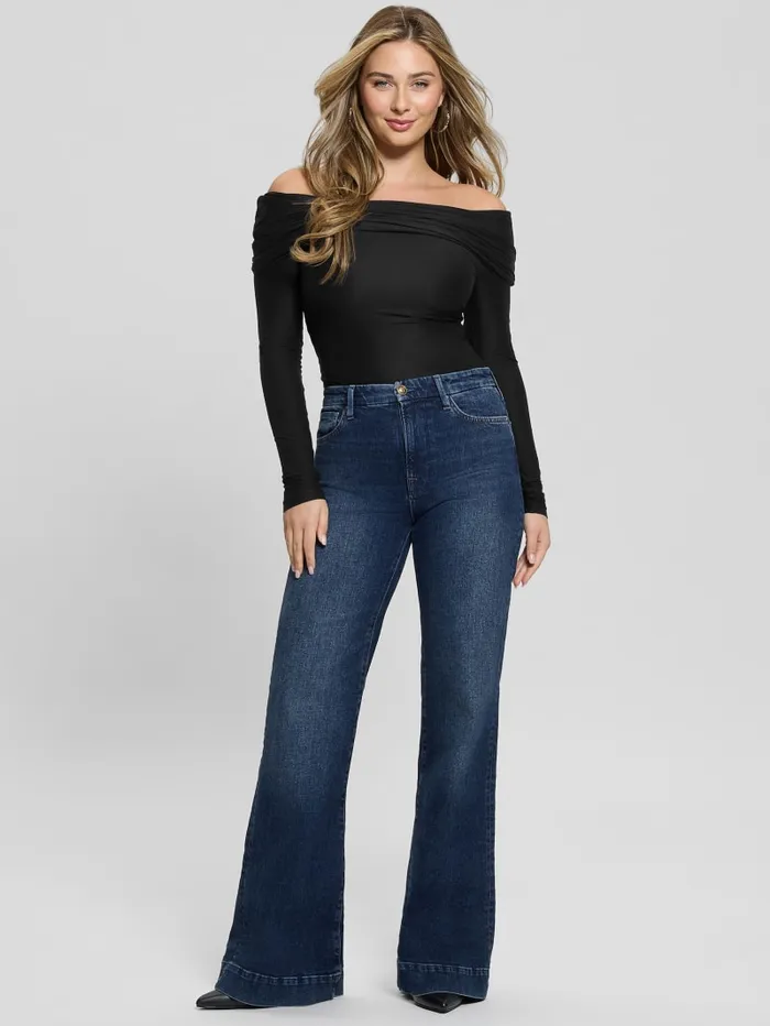 GUESS Sweaters and Knits Abby OfftheShoulder Top Black 8211 Women
