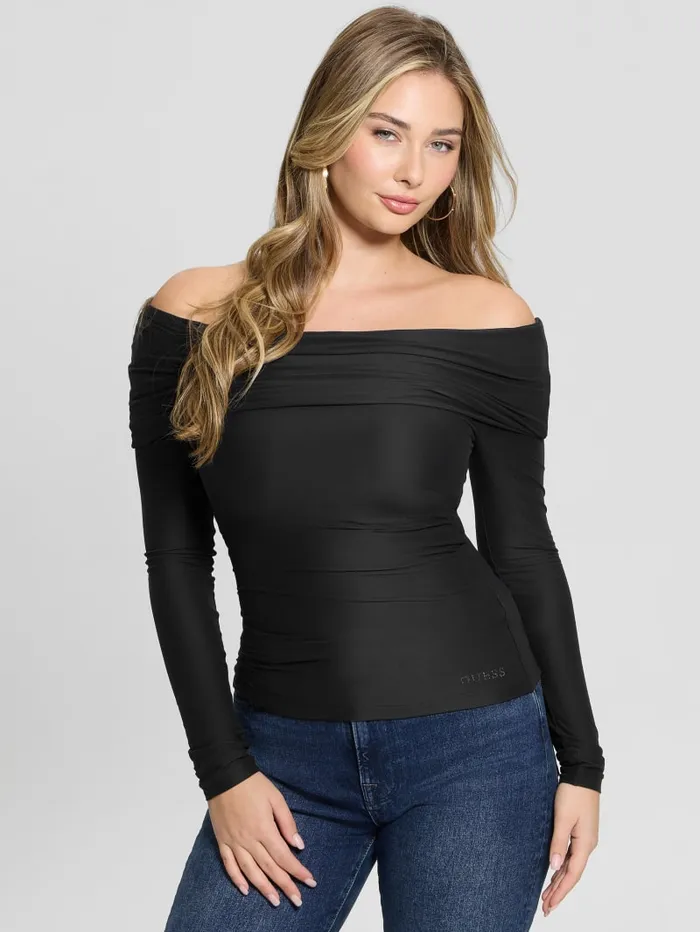 GUESS Sweaters and Knits Abby OfftheShoulder Top Black 8211 Women
