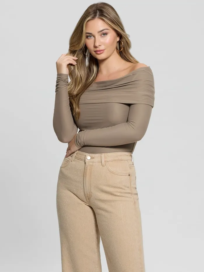 GUESS Sweaters and Knits Abby OfftheShoulder Top Black 8211 Women