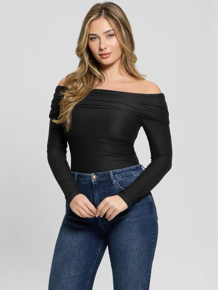GUESS Sweaters and Knits Abby OfftheShoulder Top Black 8211 Women