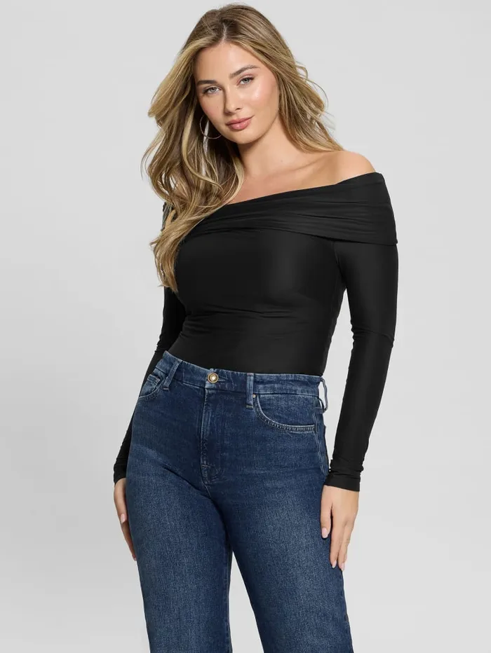 GUESS Sweaters and Knits Abby OfftheShoulder Top Black 8211 Women