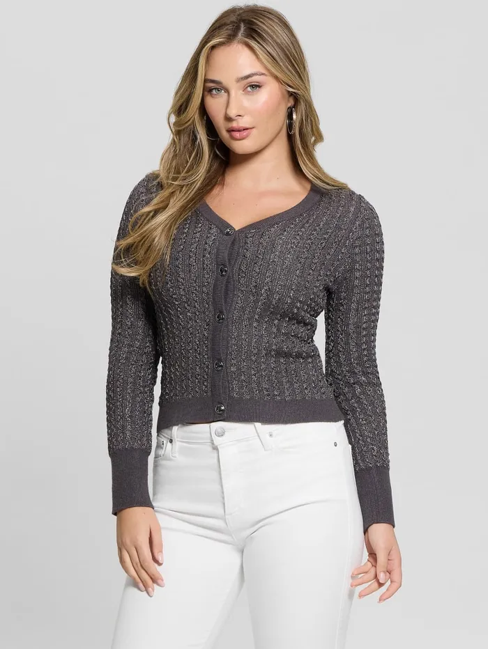 GUESS Sweaters and Knits Josie VNeck Cardigan Sweater Grey 8211 Women