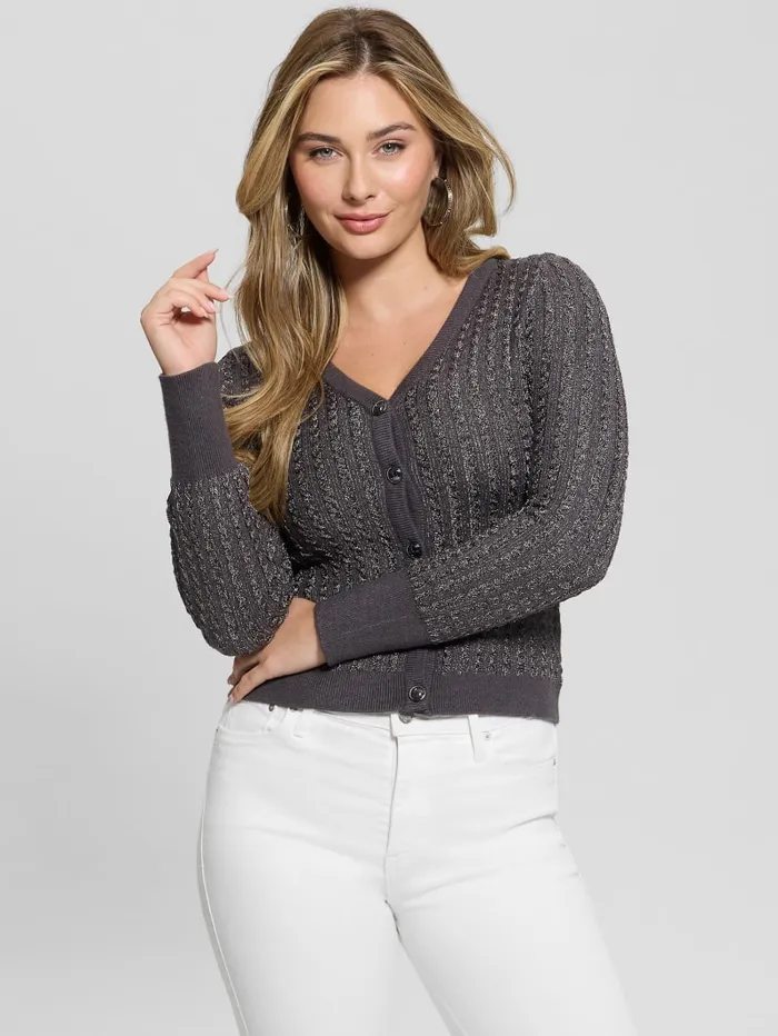 GUESS Sweaters and Knits Josie VNeck Cardigan Sweater Grey 8211 Women