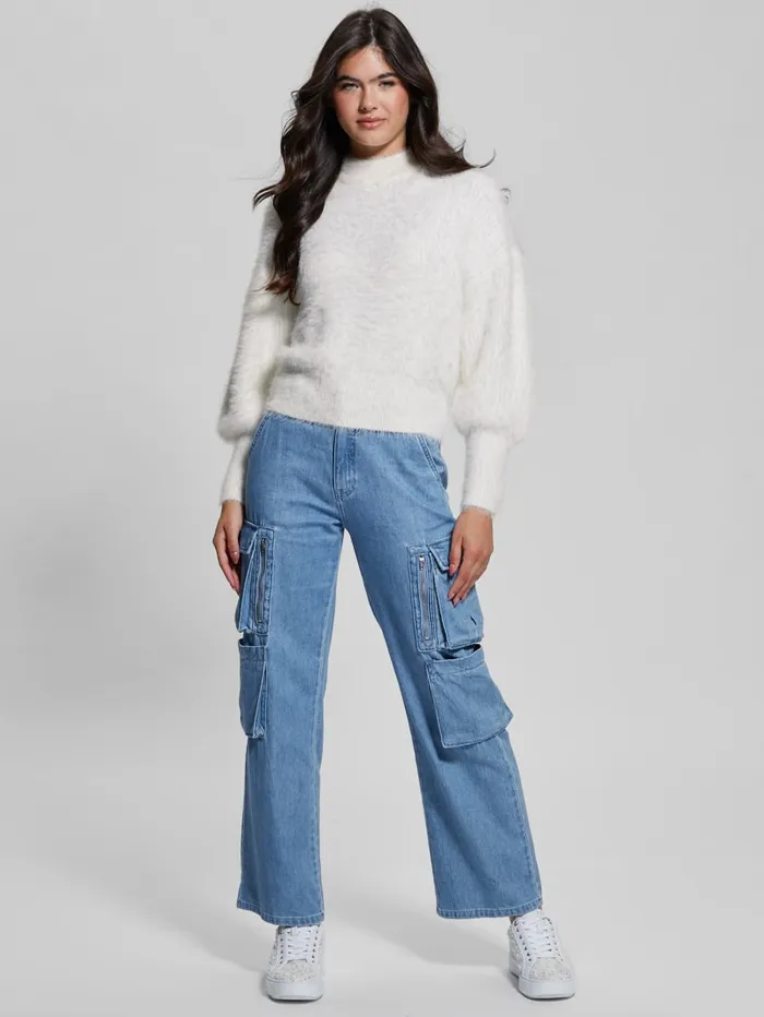 GUESS Sweaters and Knits Keyla Fuzzy Sweater Blue 8211 Women