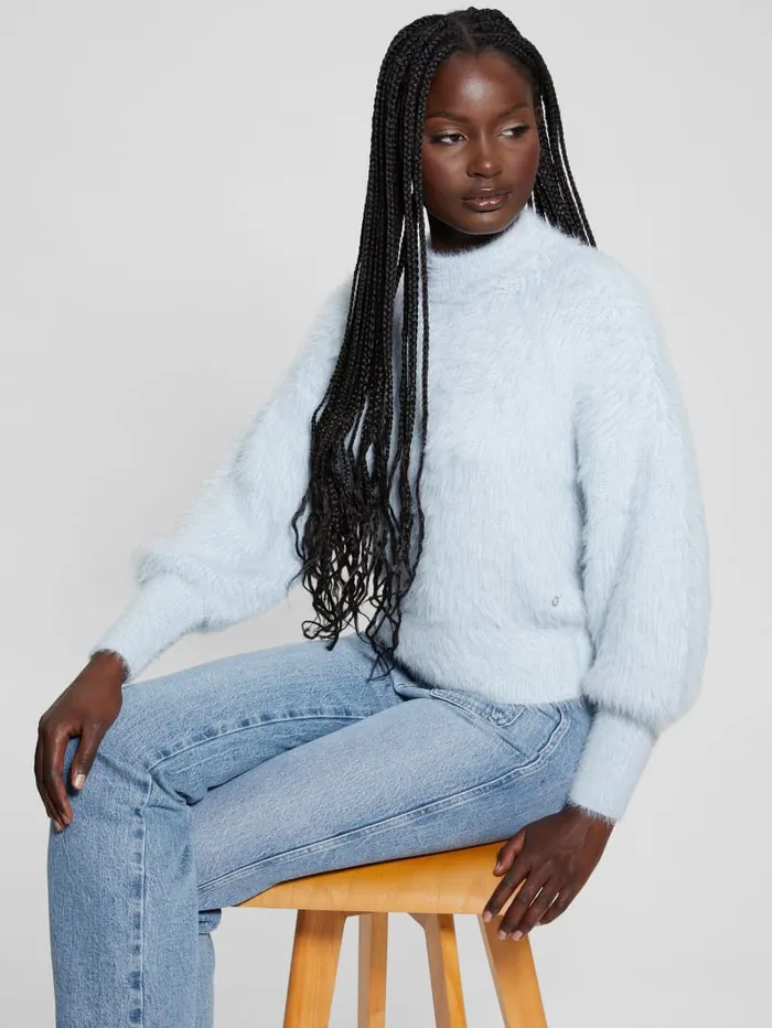GUESS Sweaters and Knits Keyla Fuzzy Sweater Blue 8211 Women