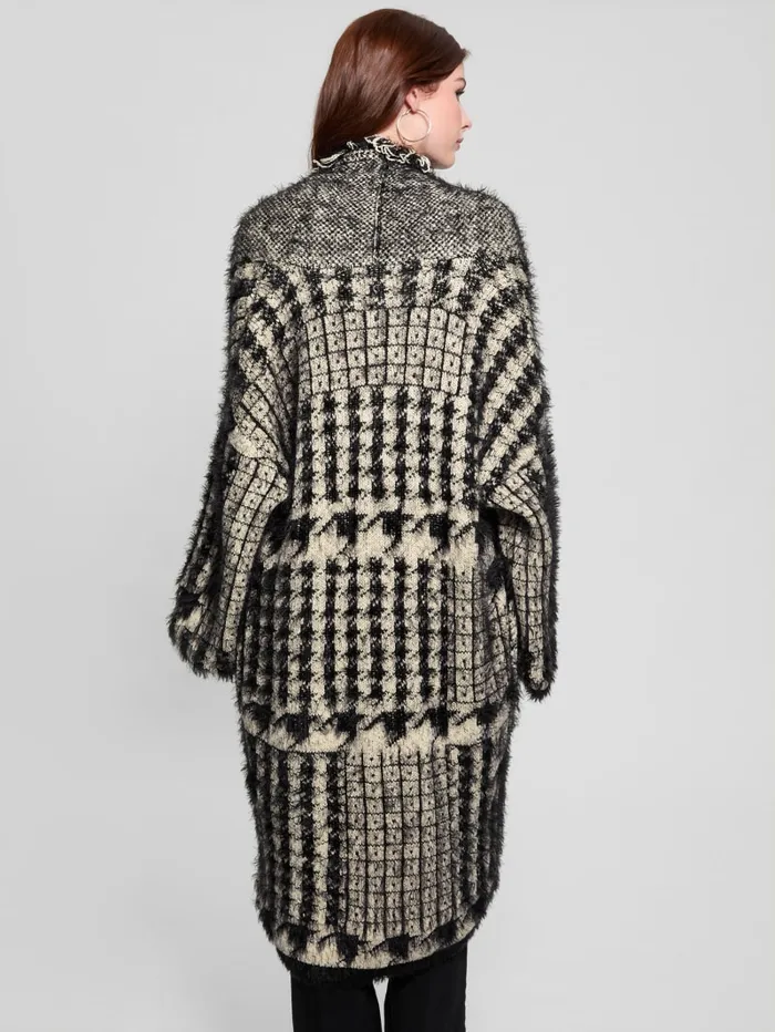 GUESS Sweaters and Knits Lee Fringed and Patchwork Long Cardigan Blue 8211 Women