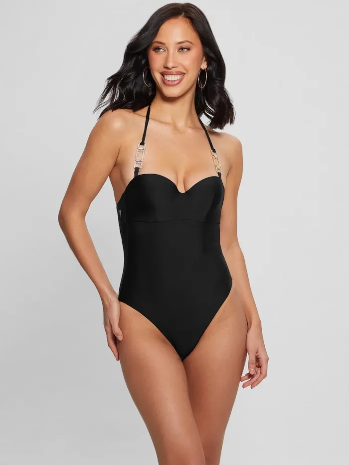 GUESS Swimwear Embellished OnePiece Swimsuit Black 8211 Women