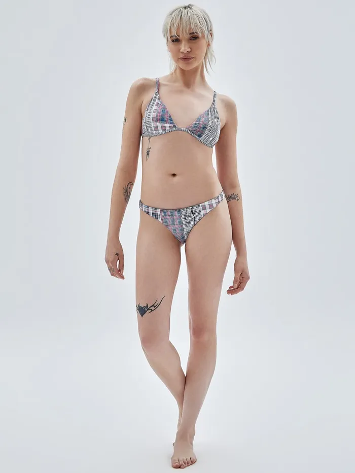 GUESS Swimwear Originals Plaid Bikini Bottoms White 8211 Women