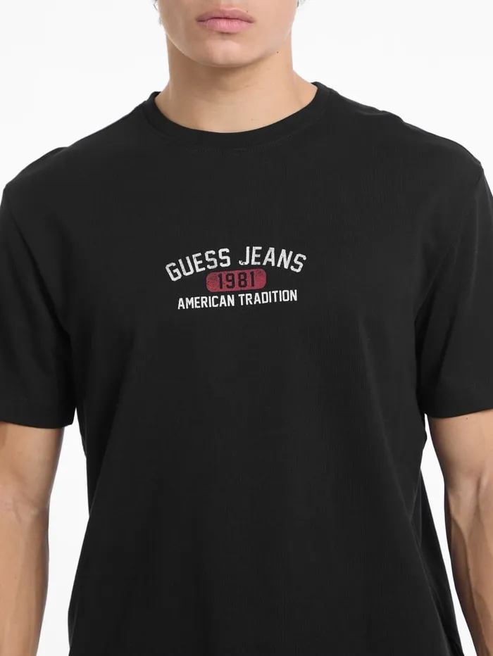 GUESS T Shirts and Tanks Eco Crewneck Printed Tee Blue 8211 Men