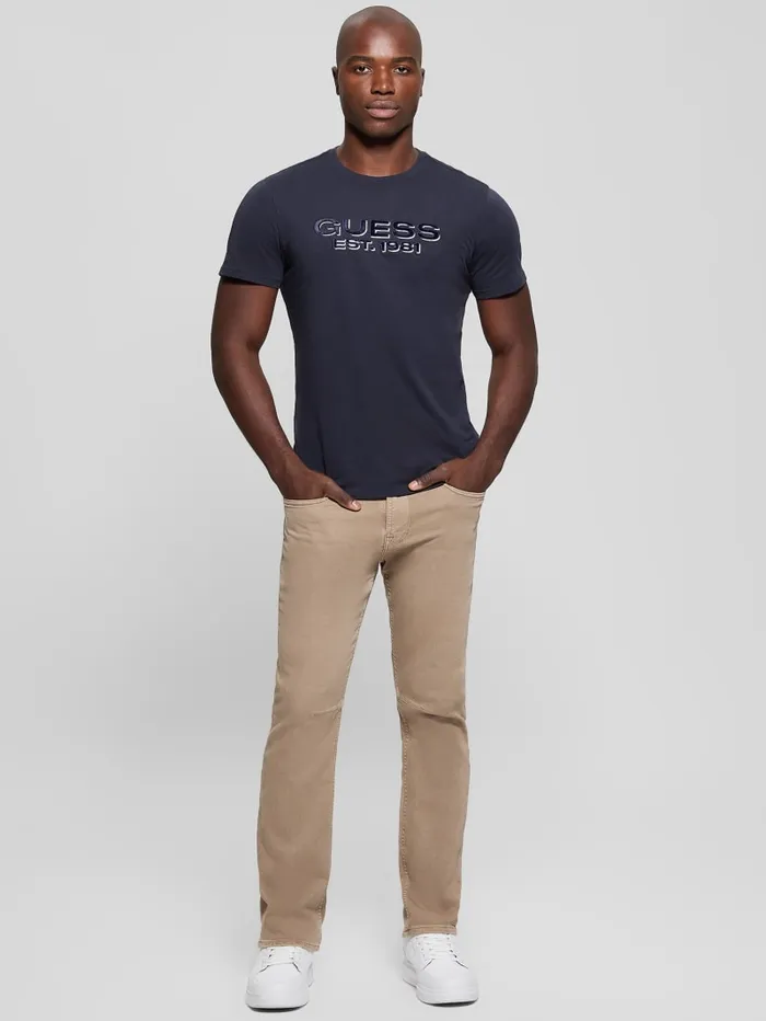 GUESS T Shirts and Tanks Eco Velvet Signature Tee Blue 8211 Men