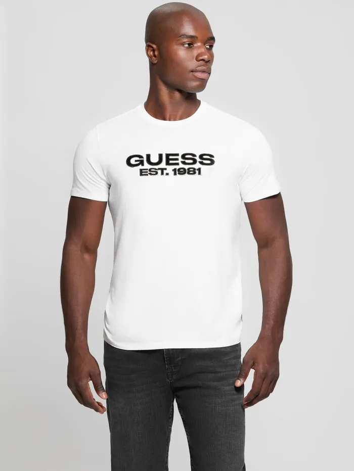 GUESS T Shirts and Tanks Eco Velvet Signature Tee White 8211 Men