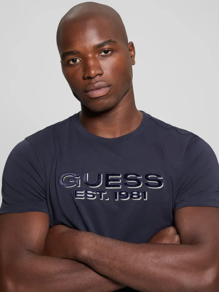 GUESS T Shirts and Tanks Eco Velvet Signature Tee White 8211 Men