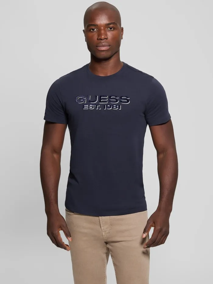 GUESS T Shirts and Tanks Eco Velvet Signature Tee White 8211 Men