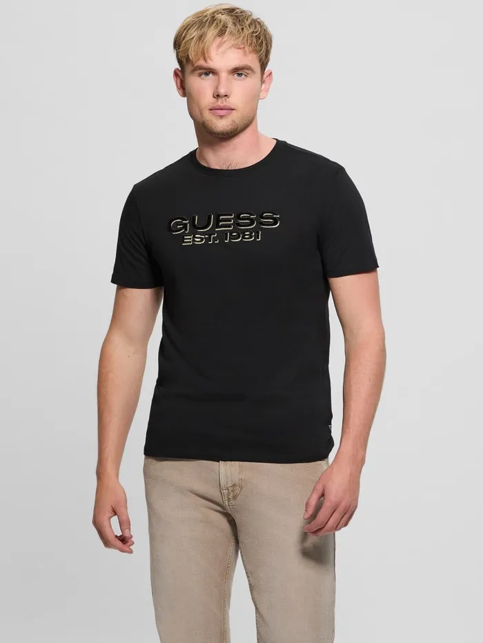 GUESS T Shirts and Tanks Eco Velvet Signature Tee White 8211 Men