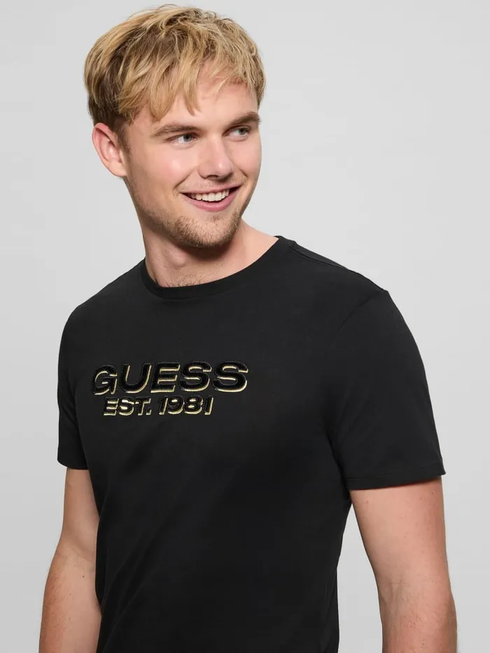 GUESS T Shirts and Tanks Eco Velvet Signature Tee White 8211 Men