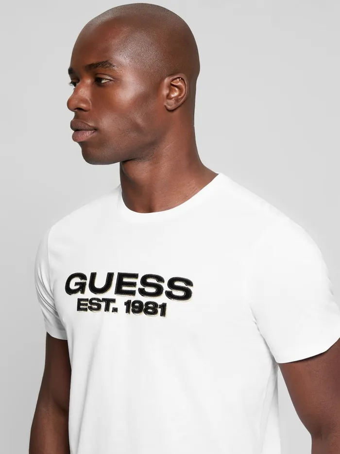 GUESS T Shirts and Tanks Eco Velvet Signature Tee White 8211 Men