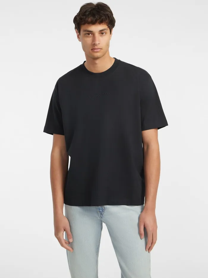 GUESS T Shirts and Tanks Embroidered Logo Tee Black 8211 Men