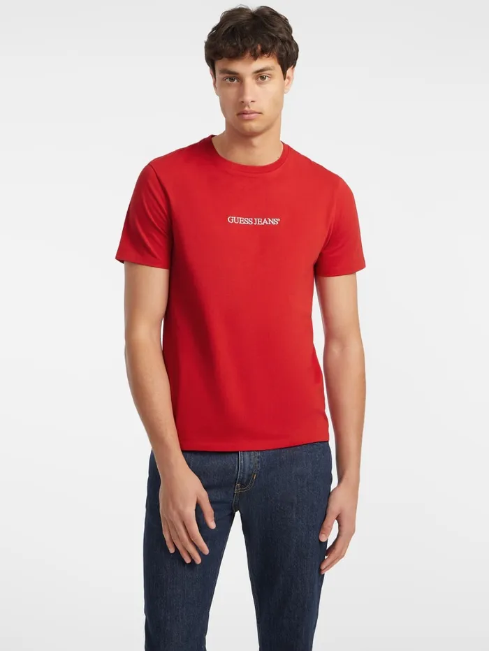 GUESS T Shirts and Tanks Slim Embroidered Logo Tee Red 8211 Men