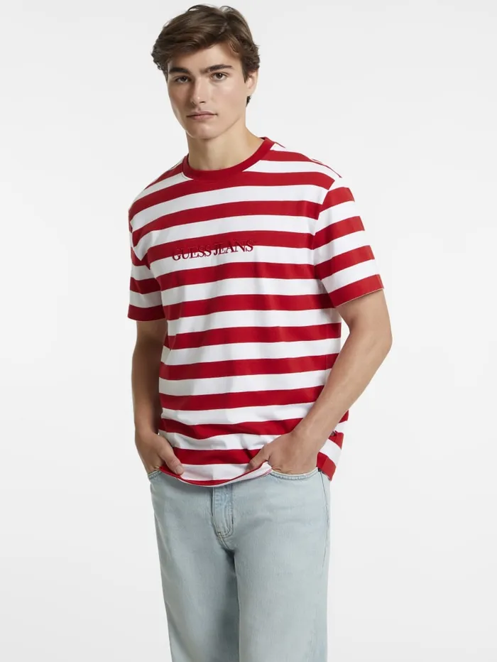 GUESS T Shirts and Tanks Striped Logo Tee Colors 8211 Men