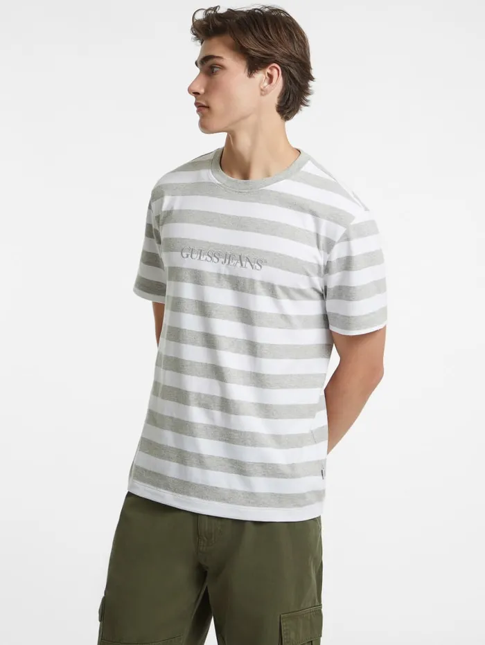 GUESS T Shirts and Tanks Striped Logo Tee Red 8211 Men