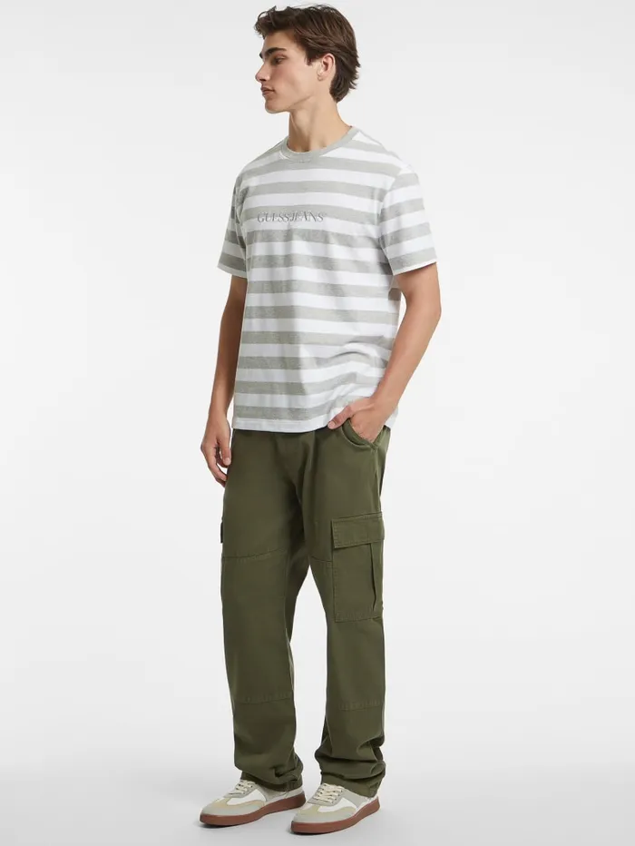 GUESS T Shirts and Tanks Striped Logo Tee Red 8211 Men