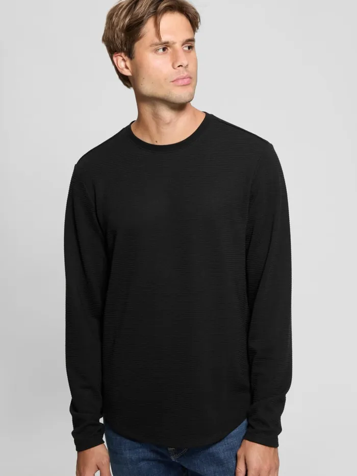 GUESS T Shirts and Tanks Textured LongSleeve Tee White 8211 Men