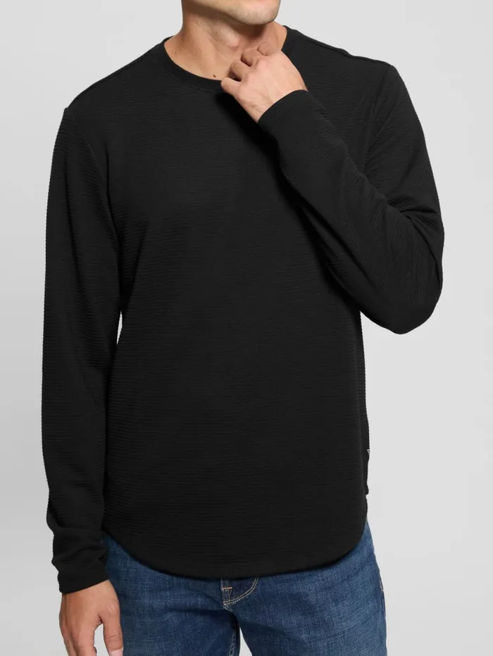GUESS T Shirts and Tanks Textured LongSleeve Tee White 8211 Men