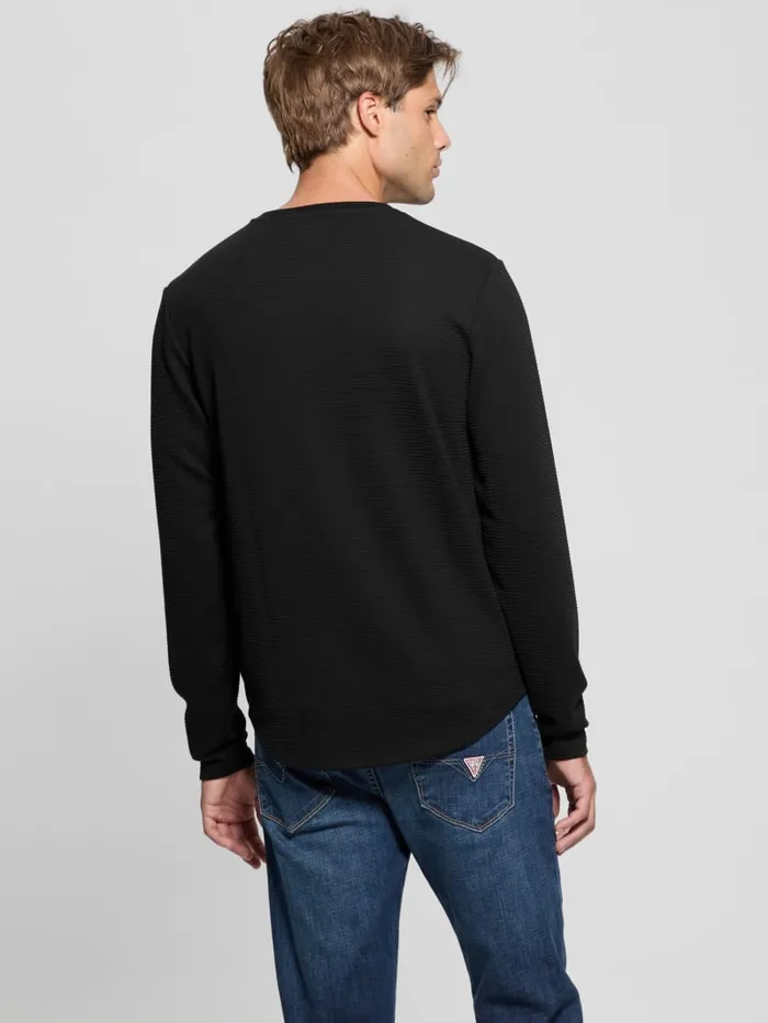 GUESS T Shirts and Tanks Textured LongSleeve Tee White 8211 Men