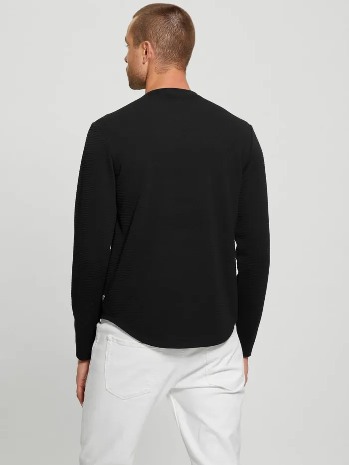 GUESS T Shirts and Tanks Textured LongSleeve Tee White 8211 Men