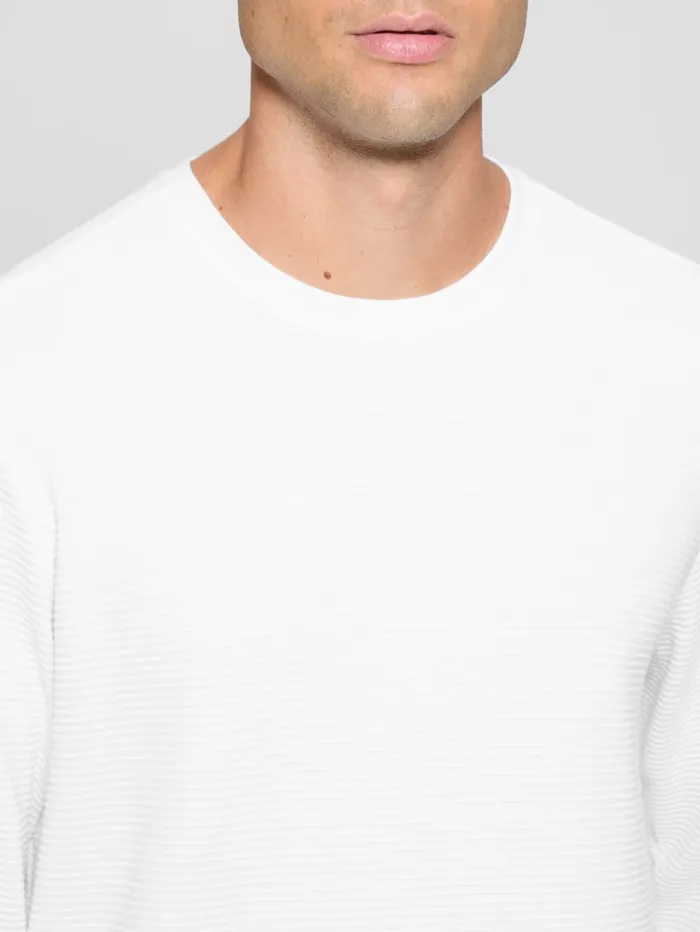 GUESS T Shirts and Tanks Textured LongSleeve Tee White 8211 Men