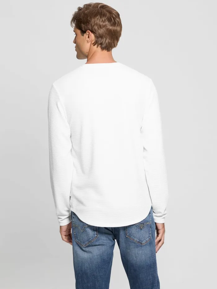 GUESS T Shirts and Tanks Textured LongSleeve Tee White 8211 Men