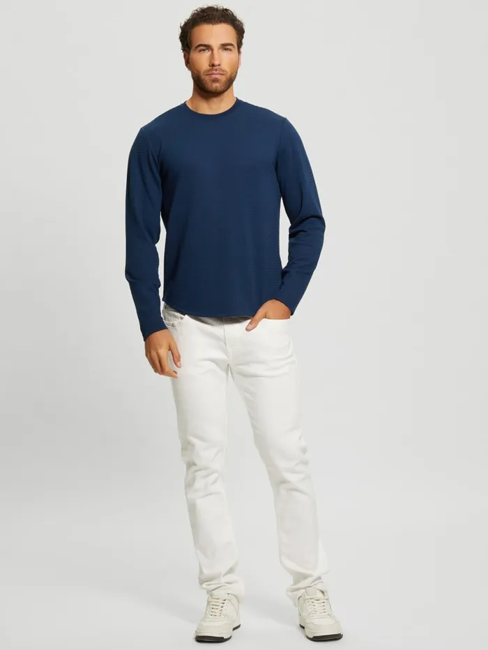 GUESS T Shirts and Tanks Textured LongSleeve Tee White 8211 Men