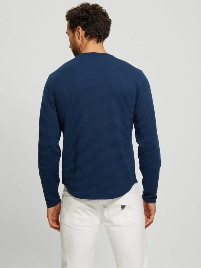 GUESS T Shirts and Tanks Textured LongSleeve Tee White 8211 Men