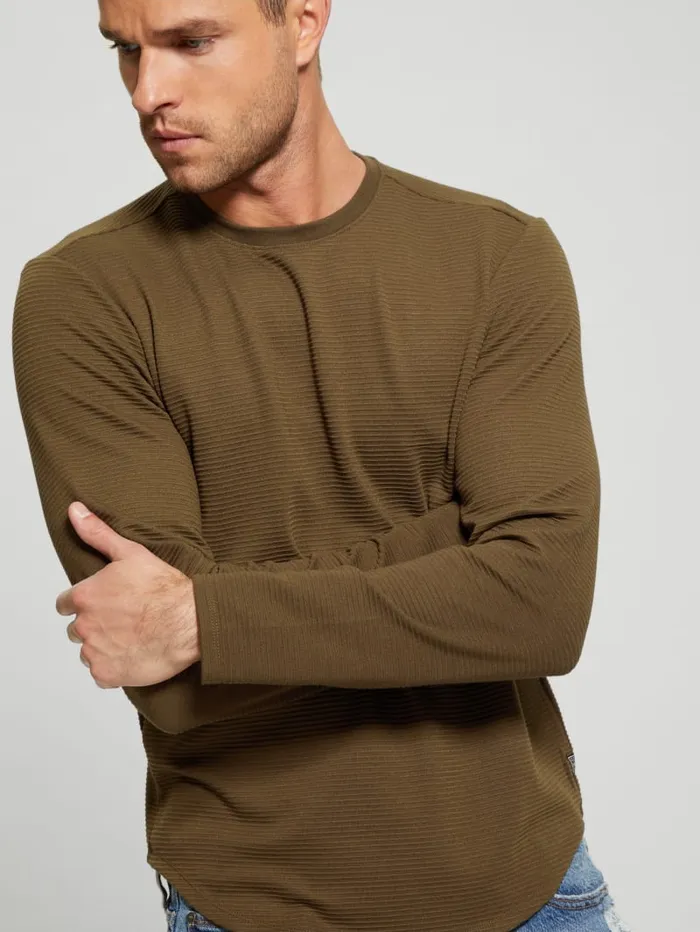 GUESS T Shirts and Tanks Textured LongSleeve Tee White 8211 Men