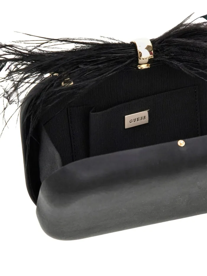 GUESS The It Bag Keyah Feather Top Clutch White 8211 Unisex