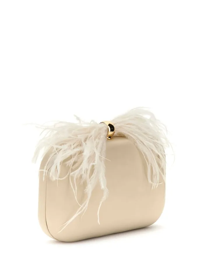GUESS The It Bag Keyah Feather Top Clutch White 8211 Unisex