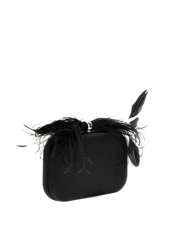 GUESS The It Bag Keyah Feather Top Clutch White 8211 Unisex