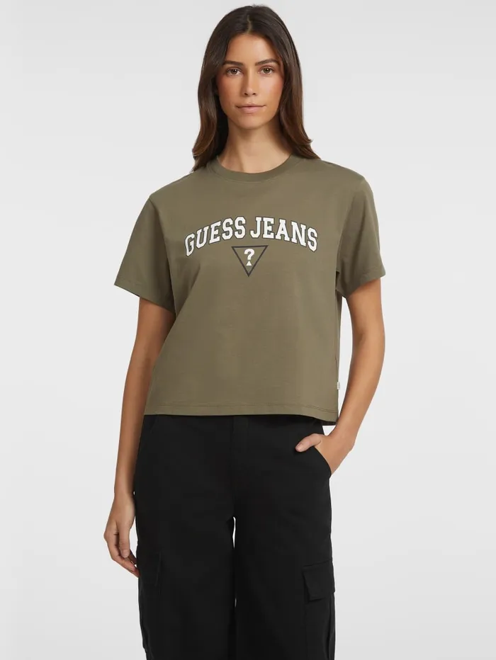 GUESS Tops Boxy Logo Tee Green 8211 Women