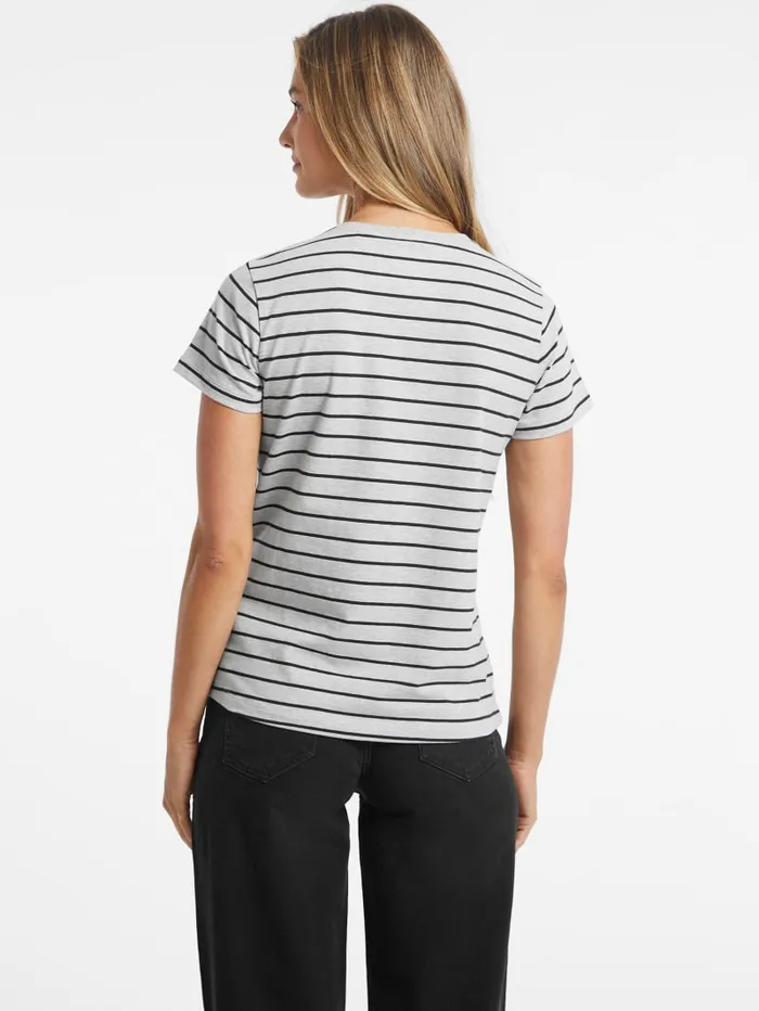 GUESS Tops Classic Embroidered Logo Striped Tee Red 8211 Women