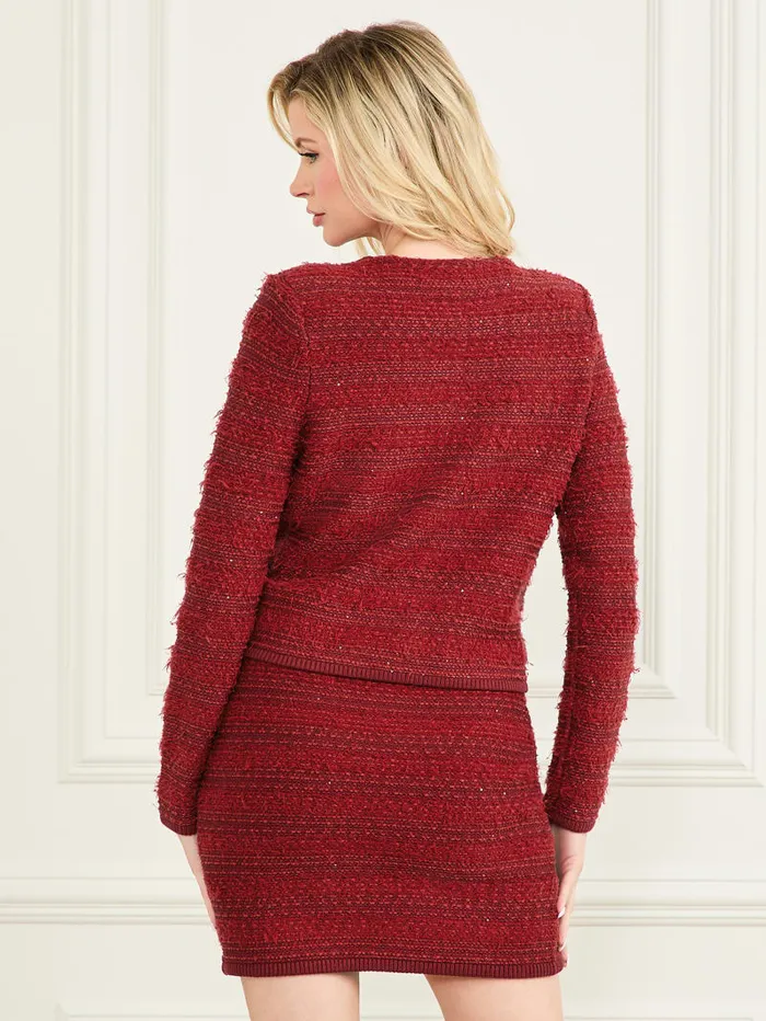GUESS Tops Eco Amelia Boucl Cardigan Sweater Red 8211 Women