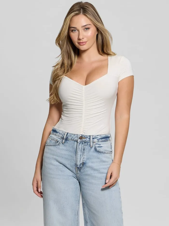 GUESS Tops Eco Rayla Ruched Top White 8211 Women