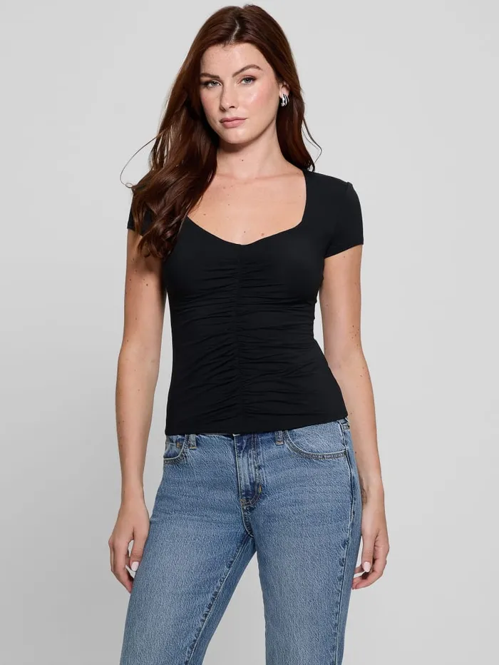 GUESS Tops Eco Rayla Ruched Top White 8211 Women