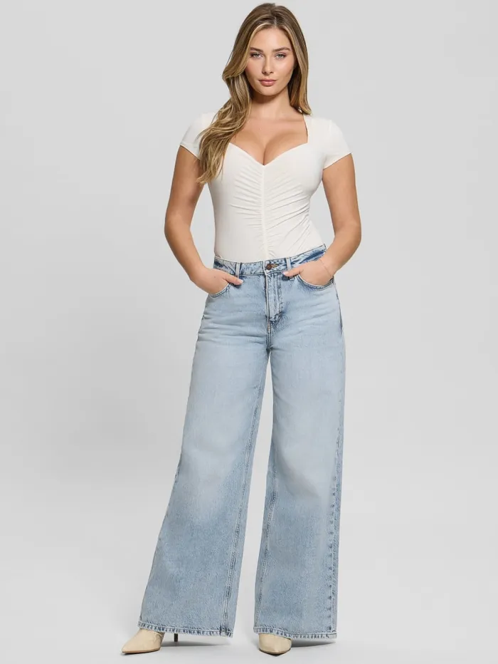 GUESS Tops Eco Rayla Ruched Top White 8211 Women